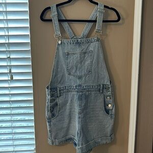 Denim short overalls
